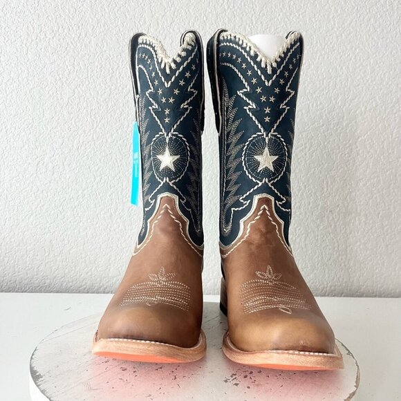 Lane RODEO HOUSTON Mens Cowboy Boots Size 10.5 Brown Leather Western Blunt Toe - Picture 6 of 12